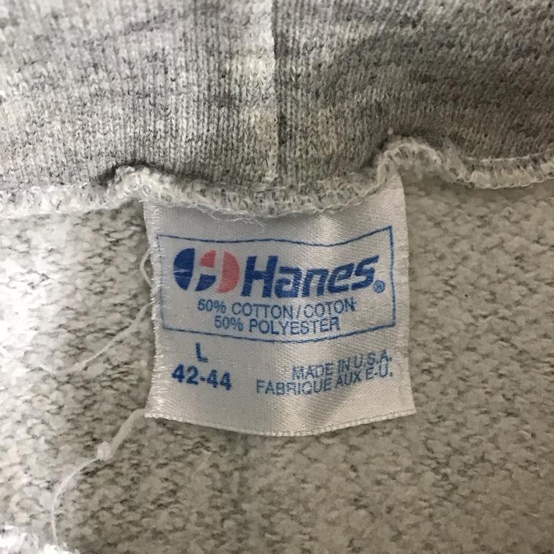 ヘインズ HANES パーカー 長袖 長袖スウェット 長袖トレーナー リブカットソー 長袖カットソー プリントトレーナー L プリント 灰 / グレー / メンズ USED 古着 中古 10110795
