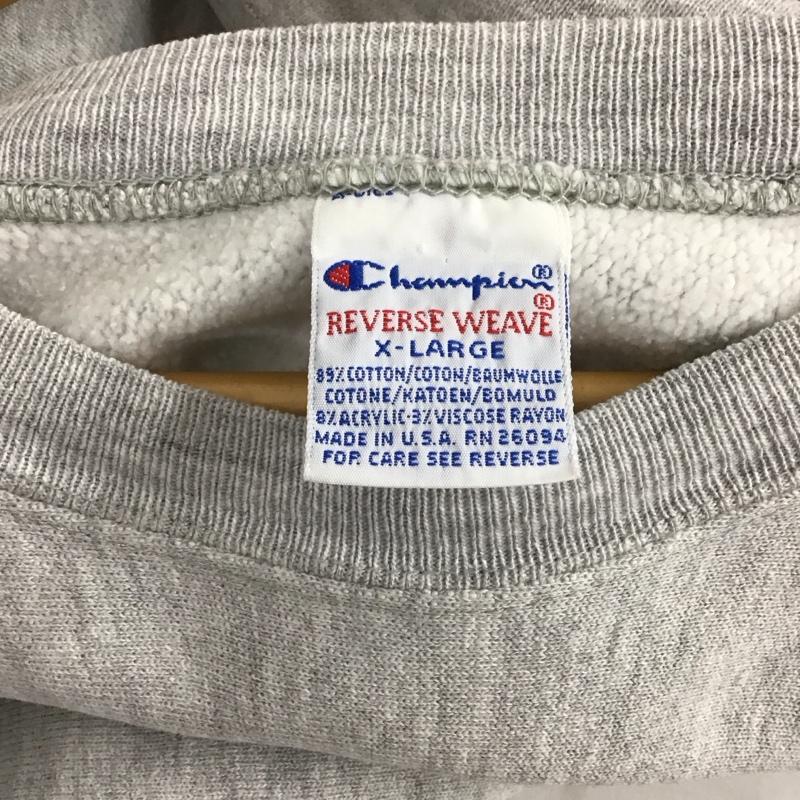 チャンピオン Champion トレーナー 長袖 長袖トレーナー スウェット クルーネック プルオーバー 90s 3段 XL ロゴ、文字 灰 / グレー / メンズ USED 古着 中古 10130581