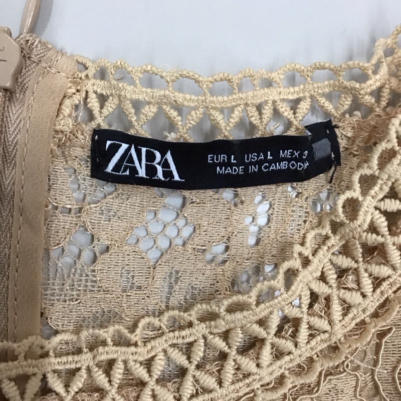 ザラ ZARA カットソー 長袖 長袖カットソー クルーネックカットソー ロングスリーブカットソー レース L 総柄 橙 / オレンジ / レディース USED 古着 中古 10117987