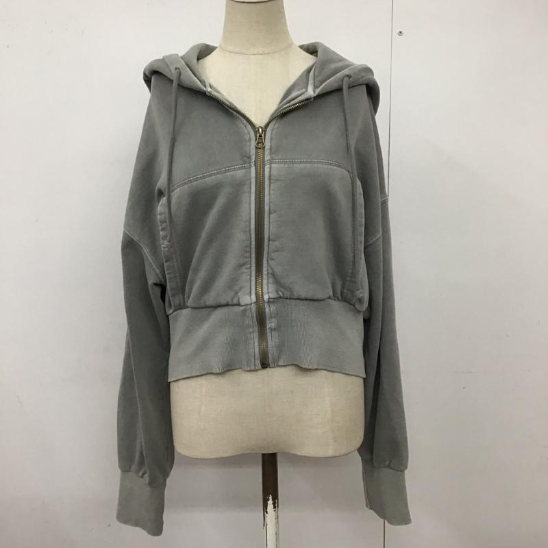 ザラ ZARA パーカー 長袖 長袖パーカー ジップアップパーカー プリントスウェット トレーナー L 無地 灰 / グレー / レディース USED 古着 中古 10123729
