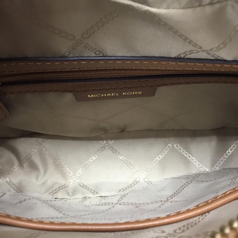 マイケルコース MICHAEL KORS ショルダーバッグ ショルダーバッグ 32F8GD5M2B フリンジ ロゴ 総柄 茶 / ブラウン / X オフホワイト / オフホワイト / レディース USED 古着 中古 10112518