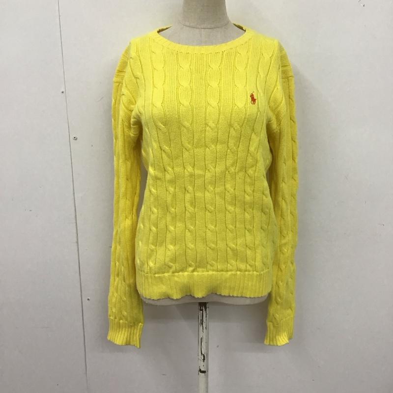 ポロラルフローレン POLO RALPH LAUREN ニット、セーター 長袖 M 無地 黄 / イエロー / レディース USED 古着 中古 10125021