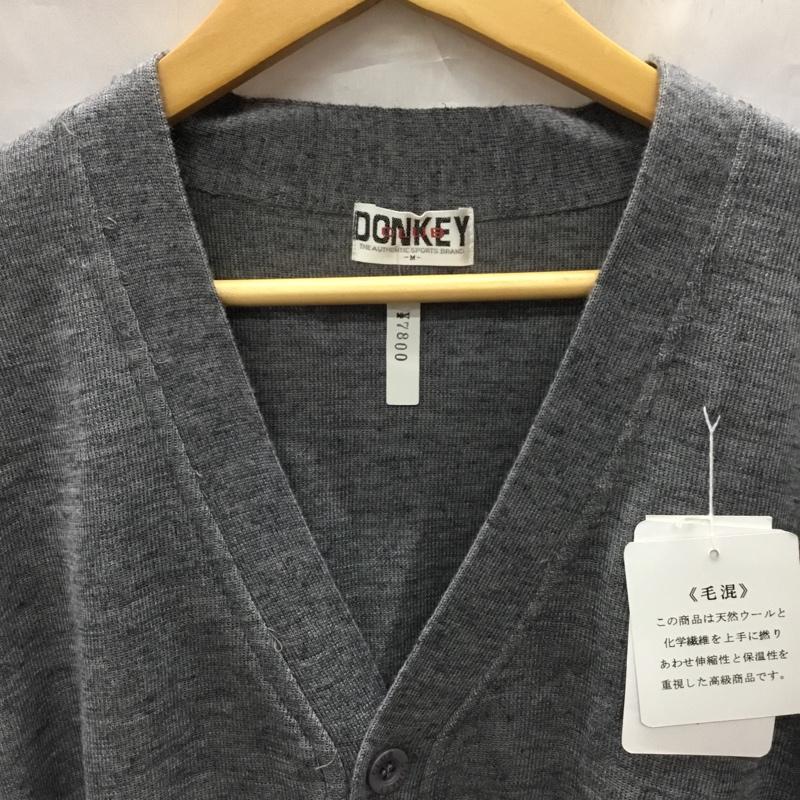 古着 USED カーディガン 長袖 DONKEY CLUB Vネック ウール混 タグ付き M 無地 灰 / グレー / メンズ USED 古着 中古 10119343