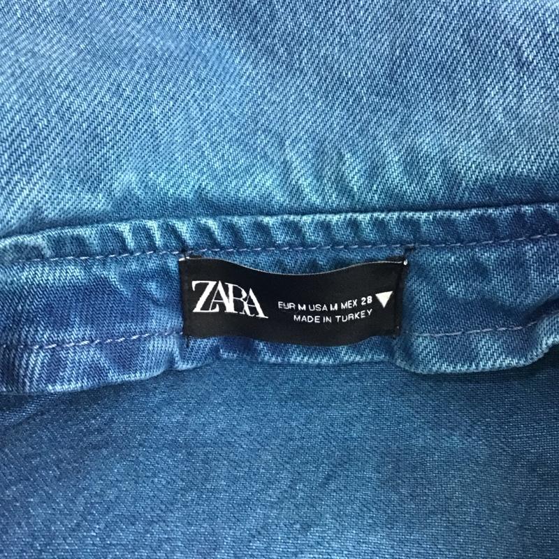 ザラ ZARA ジャケット、上着 ジャケット、ブレザー 6688 002 409 クロップド丈 丸襟 デニムジャケット M 無地 青 / ブルー / レディース USED 古着 中古 10109707