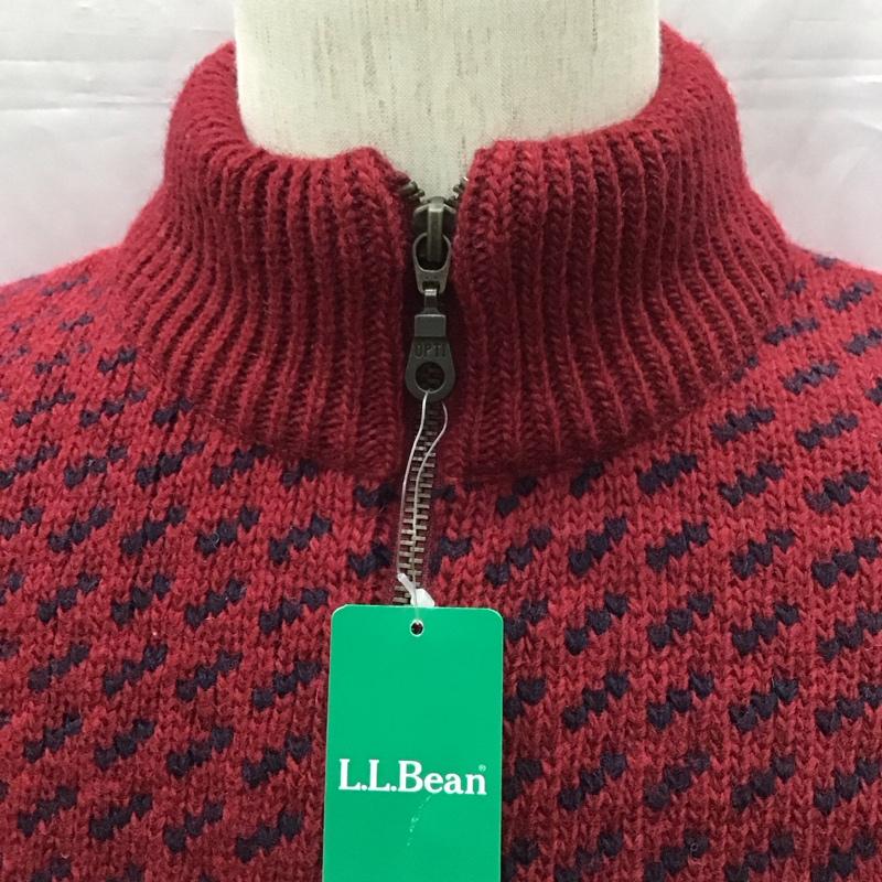 エルエルビーン L.L.Bean ニット、セーター 長袖 長袖ニットカットソー ニット セーター ジップネックニット S 総柄 えんじ / ワインレッド / X 紺 / ネイビー / メンズ USED 古着 中古 10111708