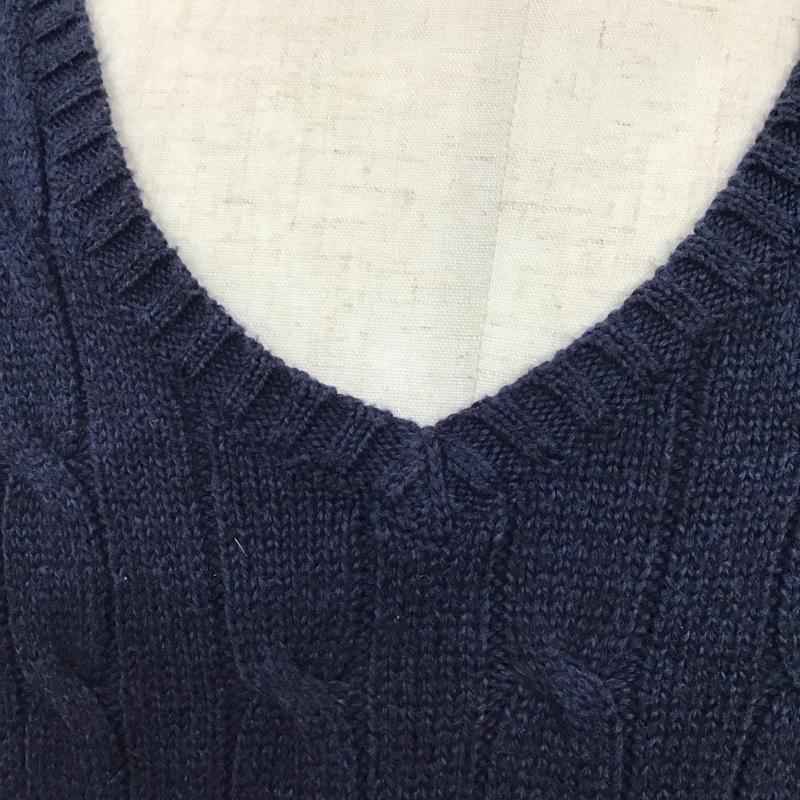 ポロラルフローレン POLO RALPH LAUREN ベスト ベスト コットンニット ケーブル編み Vネック XL ワンポイント 紺 / ネイビー / メンズ USED 古着 中古 10123513