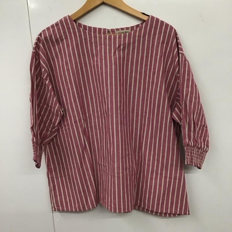 サマンサモスモス Samansa Mos2 カットソー 七分袖 FREE ストライプ 白 / ホワイト / X 桃 / ピンク / レディース USED 古着 中古 10131847