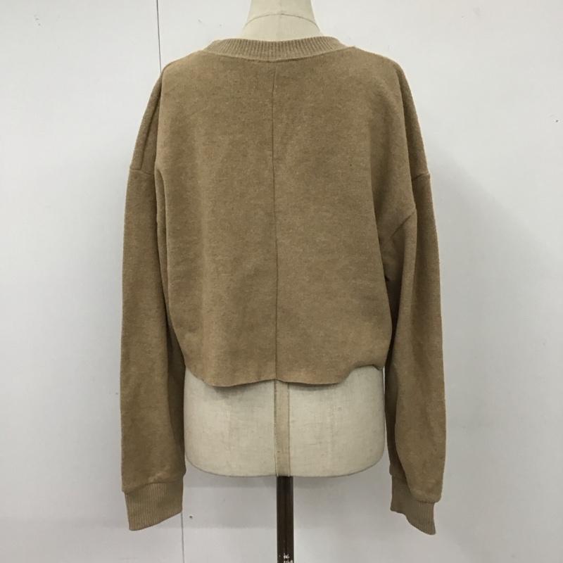 ザラ ZARA カットソー 長袖 5039 739 743 クロップド丈 スウェット M 無地 ベージュ / ベージュ / レディース USED 古着 中古 10121128
