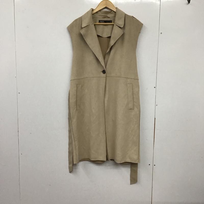 ザラ ZARA ベスト ベスト 8372 246 712 ロング丈 ジレ M 無地 ベージュ / ベージュ / レディース USED 古着 中古 10138661
