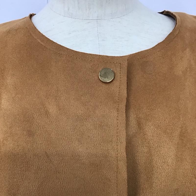 ザラ ZARA ジャケット、上着 ジャケット、ブレザー 長袖ジャケット アウター 前ボタン ノーカラー XL 無地 茶 / ブラウン / レディース USED 古着 中古 10126108