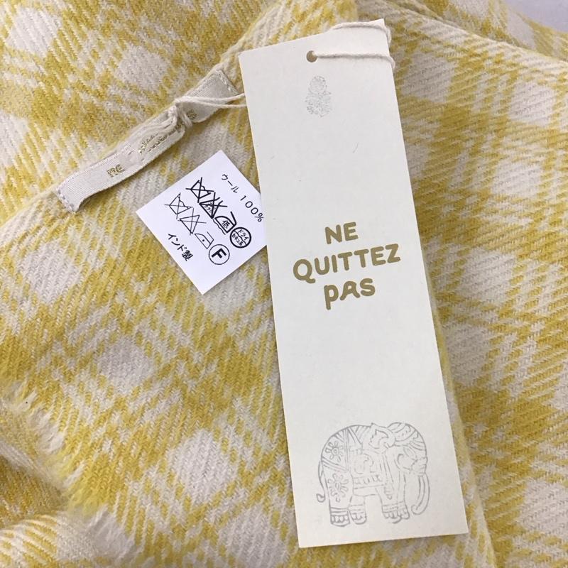 ヌキテパ NE QUITTEZ PAS! ストール ストール一般 ウールチェックストール タグ付き チェック 黄 / イエロー / X 白 / ホワイト / レディース USED 古着 中古 10123175