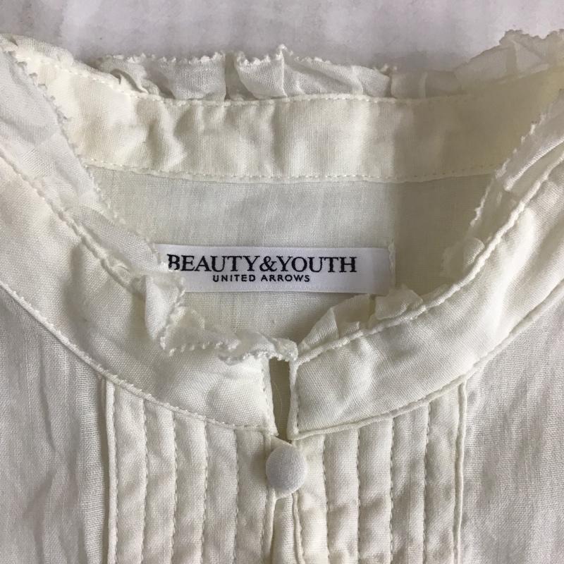 ビューティアンドユースユナイテッドアローズ BEAUTY&YOUTH UNITED ARROWS シャツ、ブラウス 半袖 1616-105-1693 コットンリネン スタンドカラー 無地 アイボリー / アイボリー / レディース USED 古着 中古 10114426