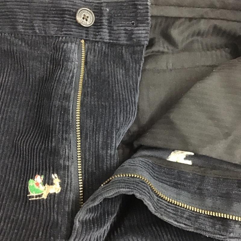 ブルックスブラザーズ BROOKS BROTHERS ボトムス ボトムス コーデュロイパンツ W33 サンタクロース クリスマス 刺繍 33インチ 総柄 黒 / ブラック / メンズ USED 古着 中古 10111215