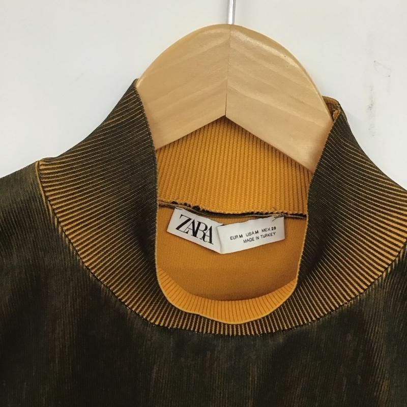 ザラ ZARA トップス トップス 6427 128 021 ノースリーブ モックネック ハイネック リブニット M 無地 黒 / ブラック / X 黄 / イエロー / レディース USED 古着 中古 10139113