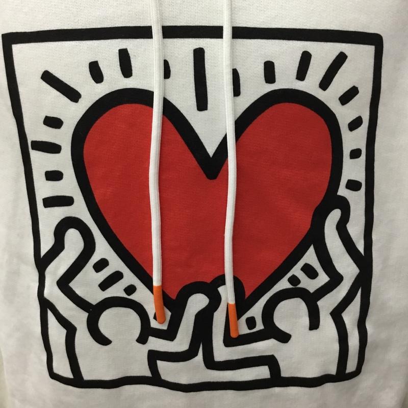 キースへリング Keith Haring パーカー 長袖 長袖パーカー フード付きパーカー プリントスウェット トレーナー M プリント 白 / ホワイト / メンズ USED 古着 中古 10108442