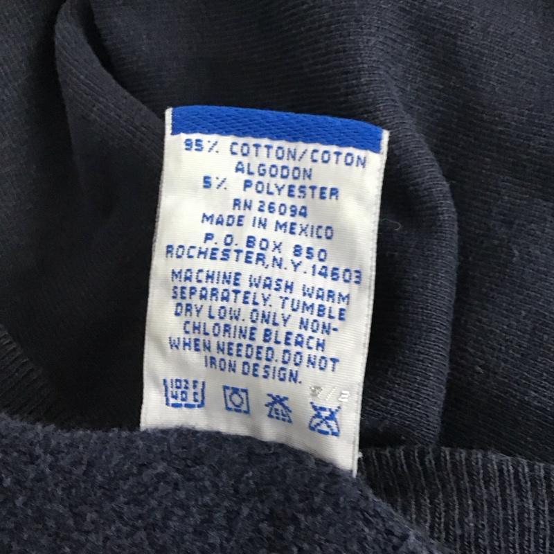 チャンピオン Champion トレーナー 長袖 長袖トレーナー スウェット クルーネック リブスウェットカットソー XL ロゴ、文字 紺 / ネイビー /  メンズ USED 古着 中古 10119537