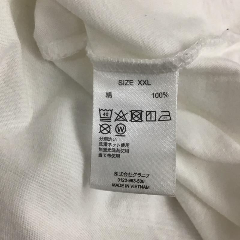 グラニフ graniph Tシャツ 半袖 半袖カットソー プリントTシャツ クルーネックカットソー ワンピース XXL プリント 白 / ホワイト / メンズ USED 古着 中古 10150926