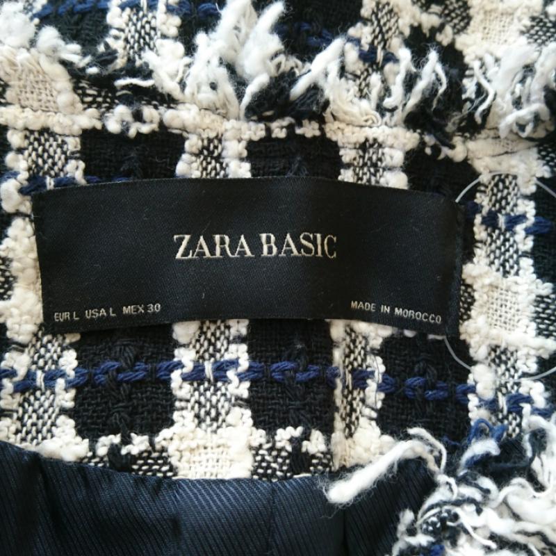 ザラベーシック ZARA BASIC コート コート一般 L チェック 白 / ホワイト / X 黒 / ブラック / X 青 / ブルー / レディース USED 古着 中古 10011644