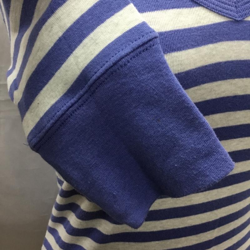 カルバン・クライン Calvin Klein カットソー 半袖 半袖カットソー プリントTシャツ Vネックカットソー ボーダー S ボーダー柄 灰 / グレー / X 水色 / ライトブルー / レディース USED 古着 中古 10118069