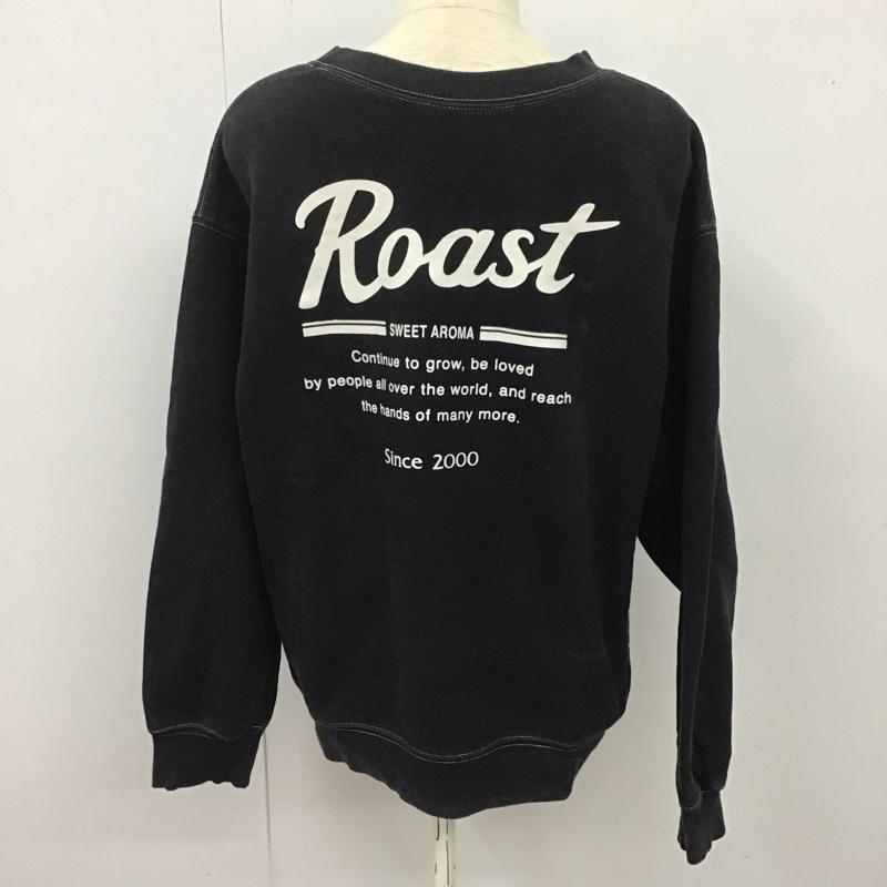 マウジー MOUSSY トレーナー 長袖 010ca590-5920 ROASTPRINTプルオーバー 長袖スウェット FREE ロゴ、文字 黒 / ブラック / レディース USED 古着 中古 10125716