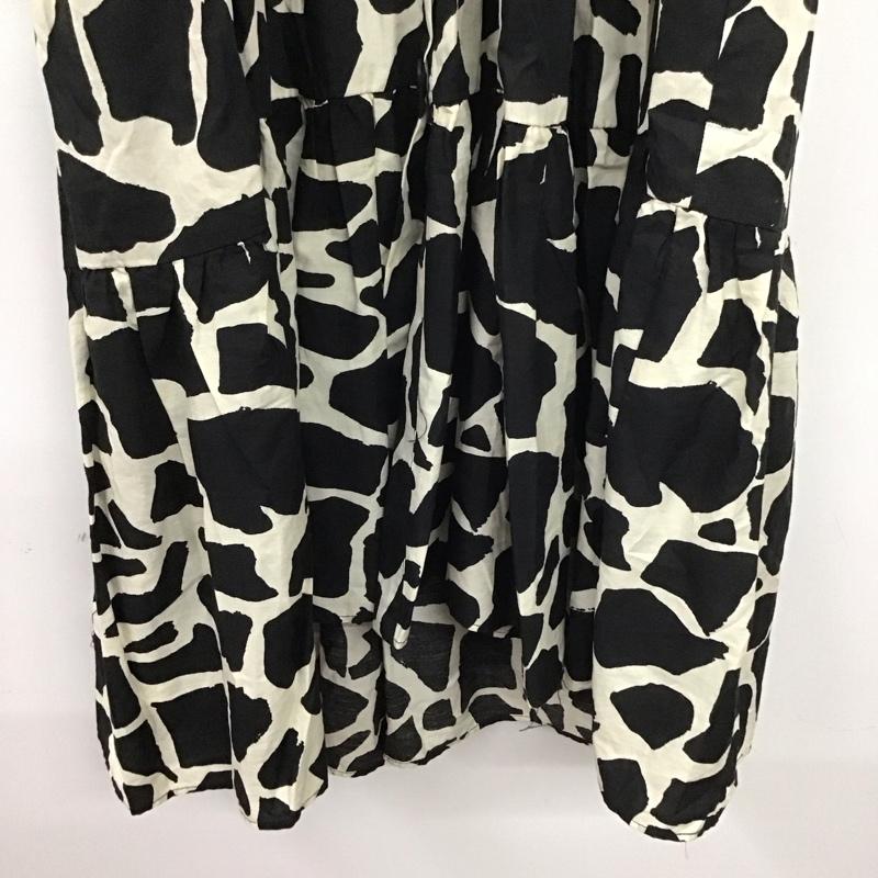 ザラ ZARA ワンピース ロングスカート 2427 250 093 バルーンスリーブ シャツワンピース スキッパーワンピース XS アニマル柄 白 / ホワイト / X 黒 / ブラック / レディース USED 古着 中古 10138651