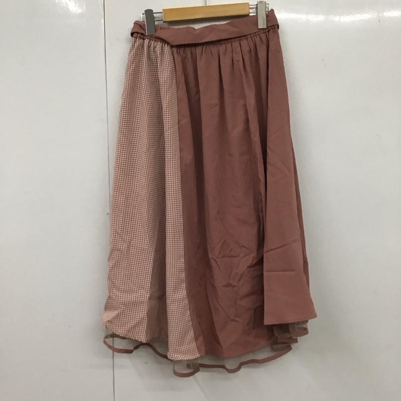 アクシーズファム axes femme スカート ひざ丈スカート M 無地 X チェック 桃 / ピンク / レディース USED 古着 中古 10131918