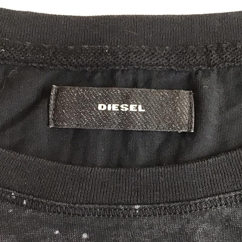 ディーゼル DIESEL Tシャツ 半袖 フレンチスリーブ S 総柄 黒 / ブラック / レディース USED 古着 中古 10114459