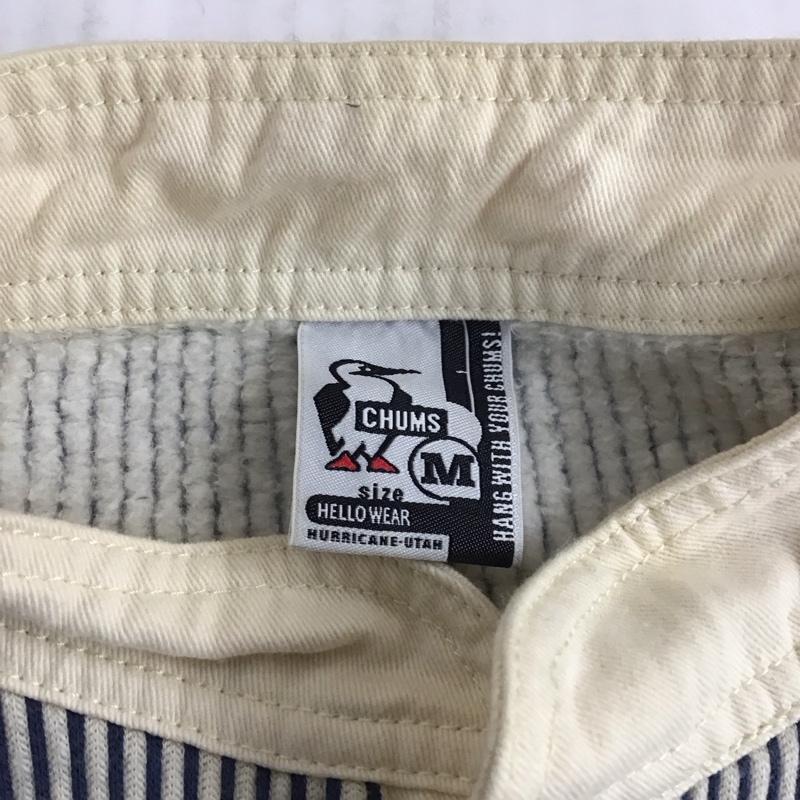 チャムス CHUMS トレーナー 長袖 長袖スウェット 長袖トレーナー プリントスウェット ヘンリーネックカットソー M ストライプ 白 / ホワイト / X 青 / ブルー / メンズ USED 古着 中古 10111637