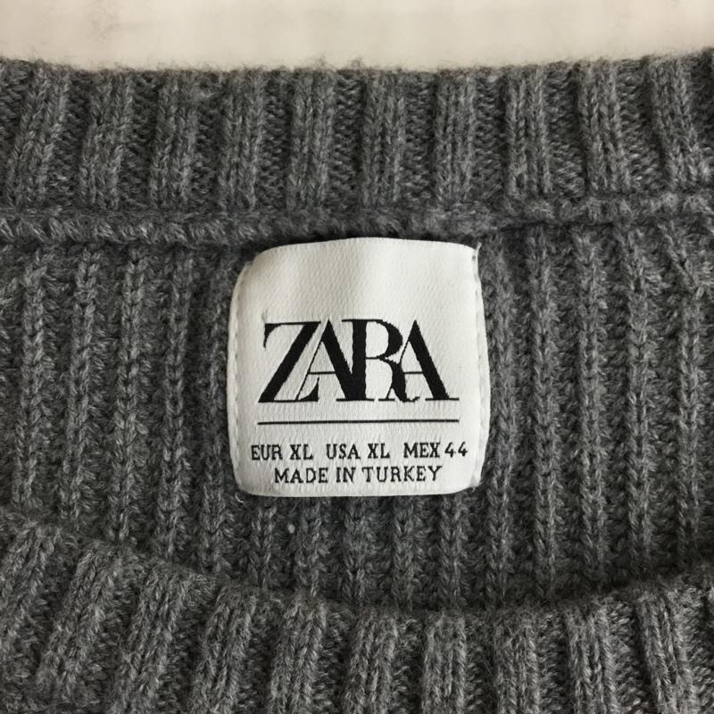 ザラ ZARA ニット、セーター 長袖 1775 401 803 クルーネック ラグランスリーブ XL 無地 灰 / グレー / メンズ USED 古着 中古 10107033