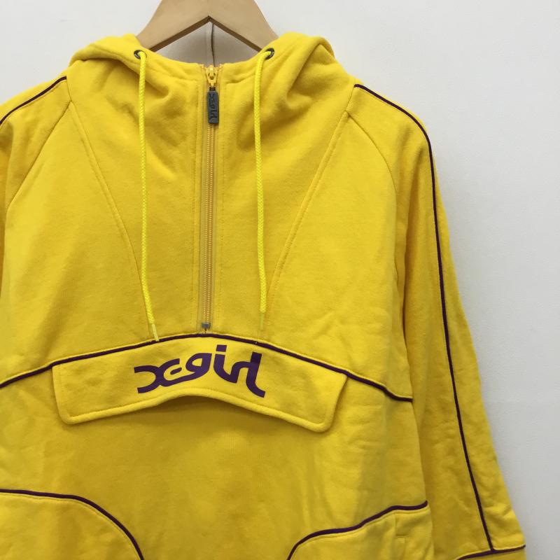 エックスガール X-girl パーカー 長袖 2 ロゴ、文字 黄 / イエロー / レディース USED 古着 中古 10139802