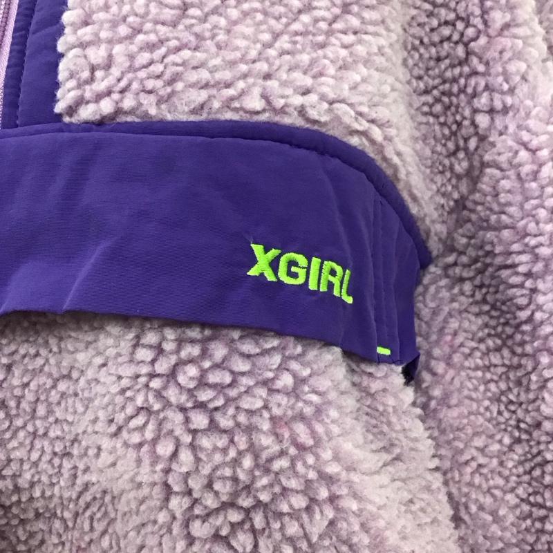 エックスガール X-girl ジャケット、上着 ジャンパー、ブルゾン ジップアップカラー フリースジャケット アウター カジュアルジャケット 1 ロゴ、文字 紫 / パープル / レディース USED 古着 中古 10124219