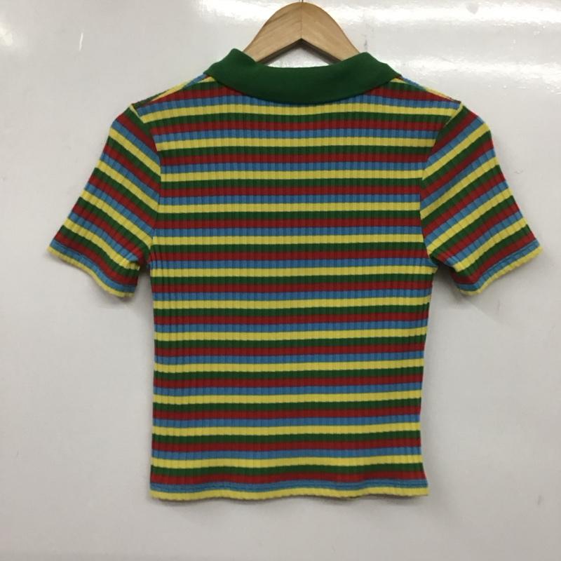 ザラ ZARA ポロシャツ 半袖 マルチボーダー リブ M ボーダー柄 マルチカラー / マルチカラー / レディース USED 古着 中古 10139133