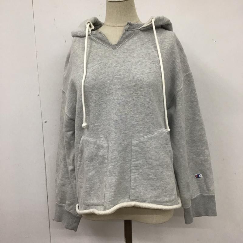チャンピオン Champion パーカー 長袖 フーディー M 無地 灰 / グレー / レディース USED 古着 中古 10123581