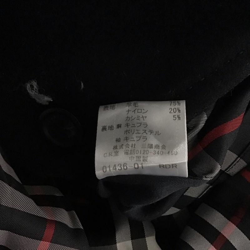 バーバリーブラックレーベル BURBERRY BLACK LABEL コート コート一般 ピーコート アウター ダブル ロングコート L 無地 黒 / ブラック / メンズ USED 古着 中古 10144457