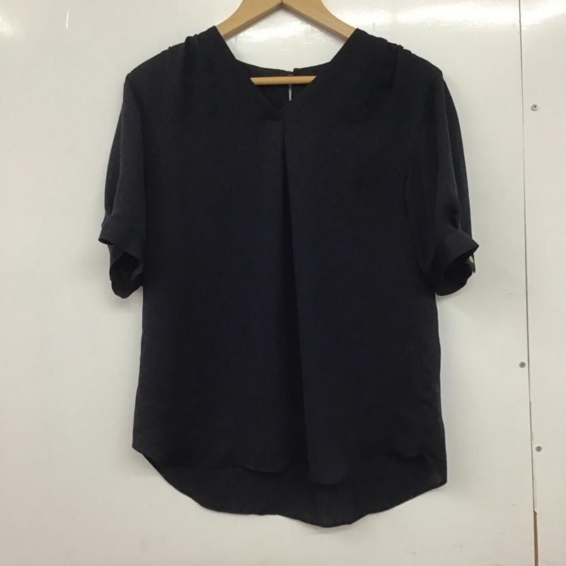 グリーンレーベルリラクシング green label relaxing カットソー 半袖 3511-299-1202 WTODサテンブラウス 半袖カットソー M 無地 紺 / ネイビー / レディース USED 古着 中古 10132938