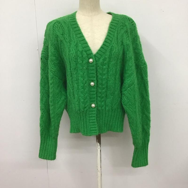 ザラ ZARA カーディガン 長袖 長袖カーディガン 前ボタン ニットカーディガン L 無地 緑 / グリーン / レディース USED 古着 中古 10126853