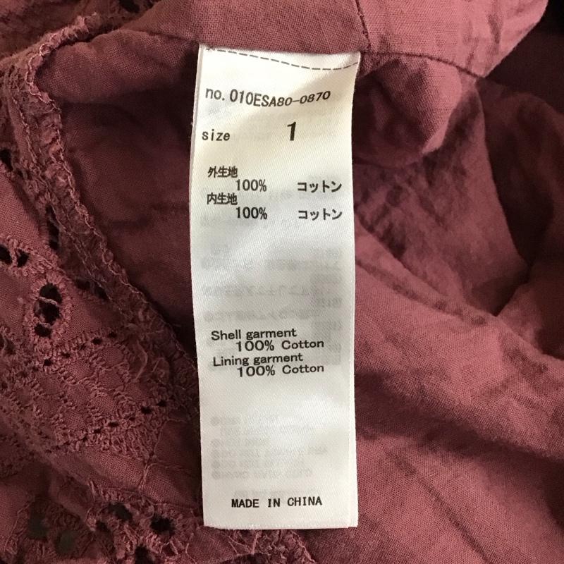 マウジー MOUSSY カットソー 半袖 010esa80-0870 COTTONEYELETトップス パフスリーブ 半袖カットソー 1 総柄 えんじ / ワインレッド / レディース USED 古着 中古 10114509