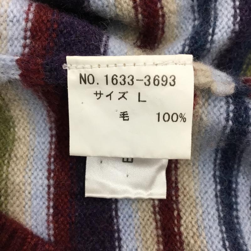 チャップス CHAPS ニット、セーター 長袖 長袖ニットカットソー ニット セーター クルーネックニット L ボーダー柄 マルチカラー / マルチカラー / メンズ USED 古着 中古 10120084