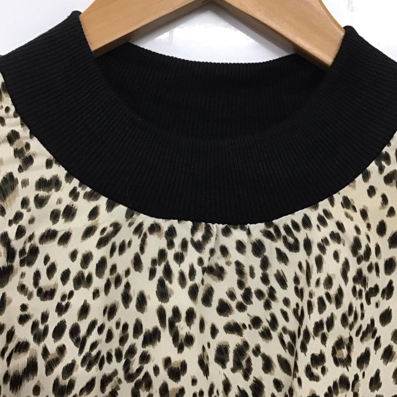 セシルマクビー CECIL McBEE ワンピース ロングスカート 長袖ロングワンピース フレアスカート ウエスト切り替え M ヒョウ柄・レオパード柄 マルチカラー / マルチカラー / レディース USED 古着 中古 10138307