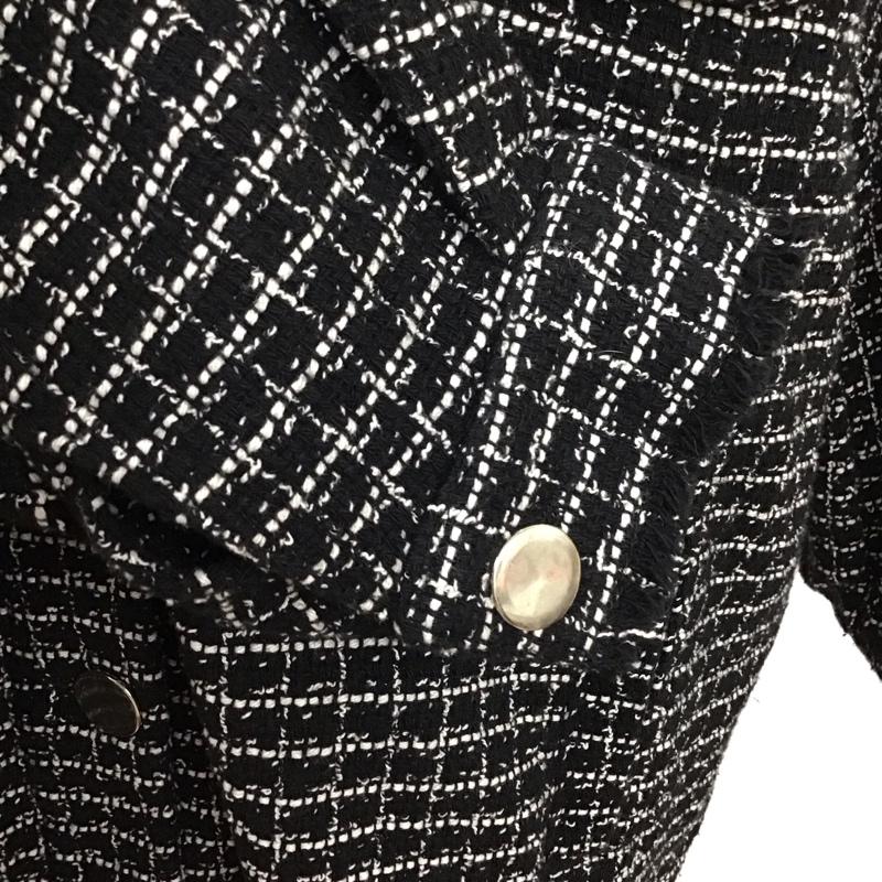 ザラ ZARA ジャケット、上着 ジャケット、ブレザー 8523 169 093 シャツジャケット ツイード M チェック 黒 / ブラック / X 白 / ホワイト / レディース USED 古着 中古 10125818
