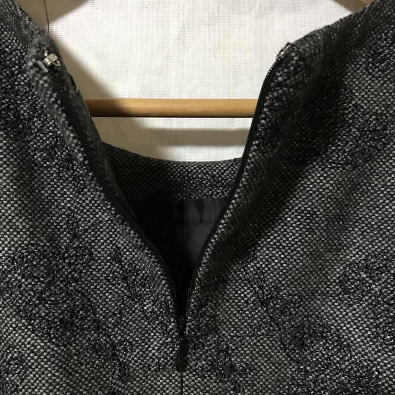 スウィングル Swingle ワンピース ひざ丈スカート S 刺繍 黒 / ブラック / X 灰 / グレー / レディース USED 古着 中古 10014974