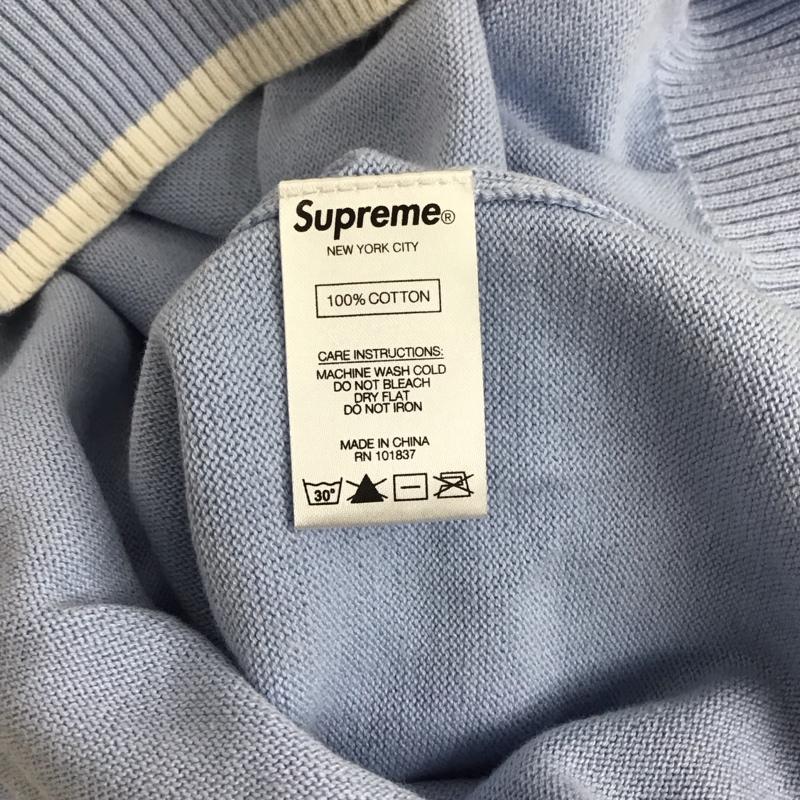 シュプリーム Supreme ニット、セーター 長袖 20SS ChestStripeSweater 長袖カットソー ニット S ロゴ、文字 水色 / ライトブルー / メンズ USED 古着 中古 10126240