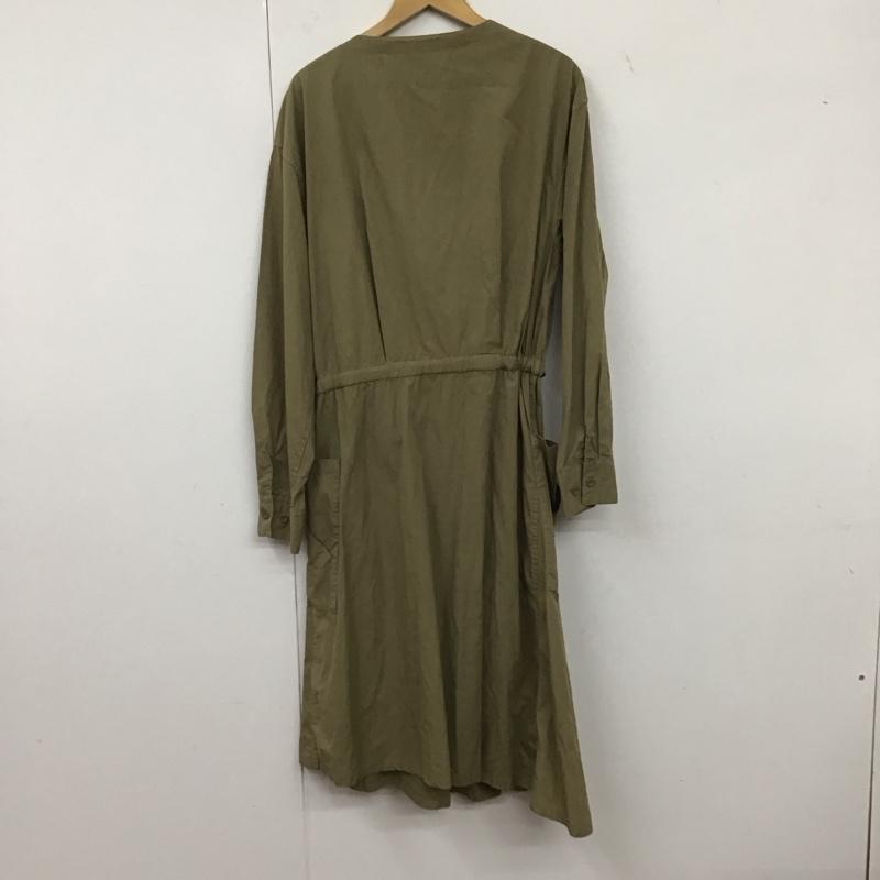 ニコアンド niko and... ワンピース ロングスカート 長袖ロングワンピース フレアスカート ノーカラーシャツワンピース 無地 カーキ / カーキ / レディース USED 古着 中古 10135180