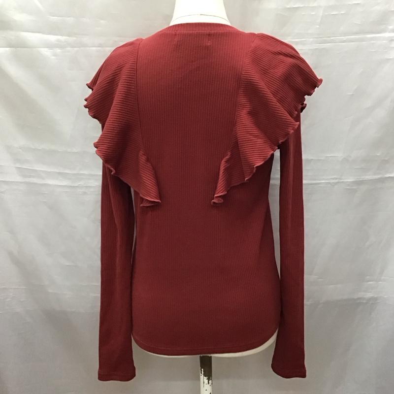 アズールバイマウジー AZUL BY MOUSSY カットソー 長袖 268GAC80-002G リブ 肩フリル M 無地 ボルドー / ボルドー / レディース USED 古着 中古 10115873