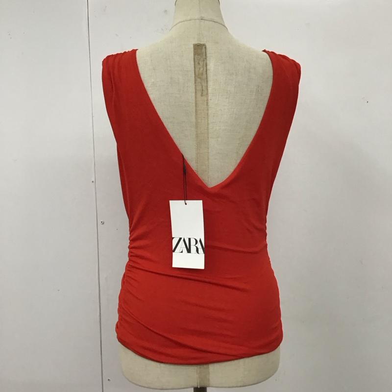 ザラ ZARA タンクトップ タンクトップ 5039 451 600 ノースリーブ ギャザー タグ付き S 無地 赤 / レッド / レディース USED 古着 中古 10118796