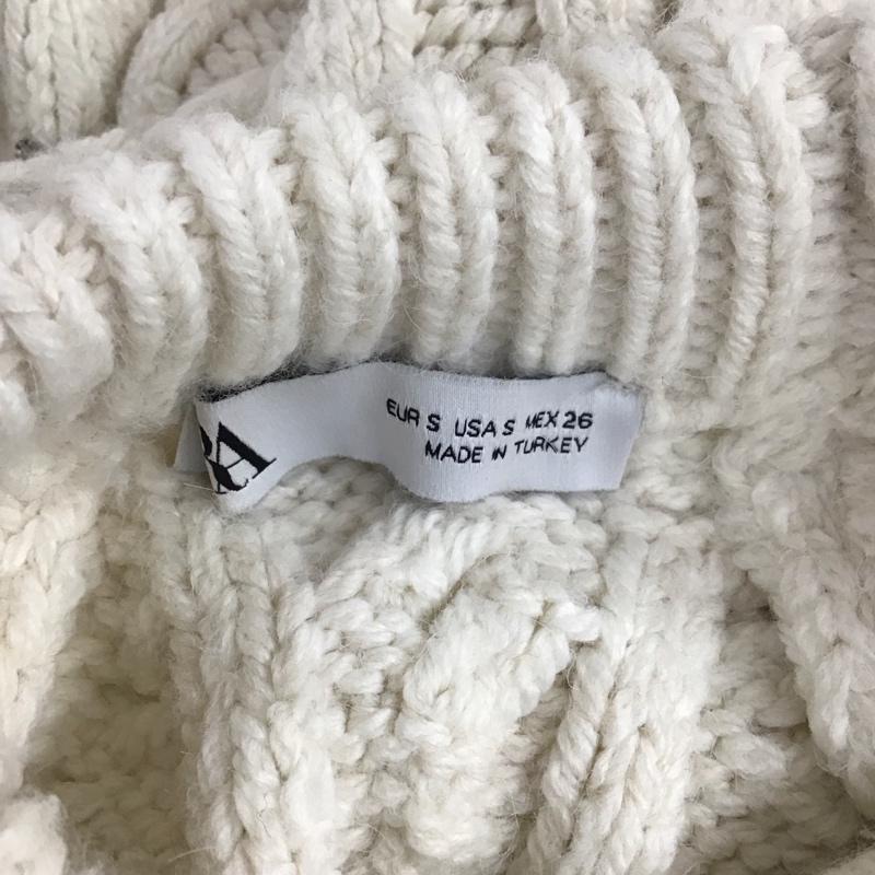 ザラ ZARA ニット、セーター 長袖 6771 161 712 クルーネック ケーブル ビジュー S オフホワイト / オフホワイト / レディース USED 古着 中古 10124994