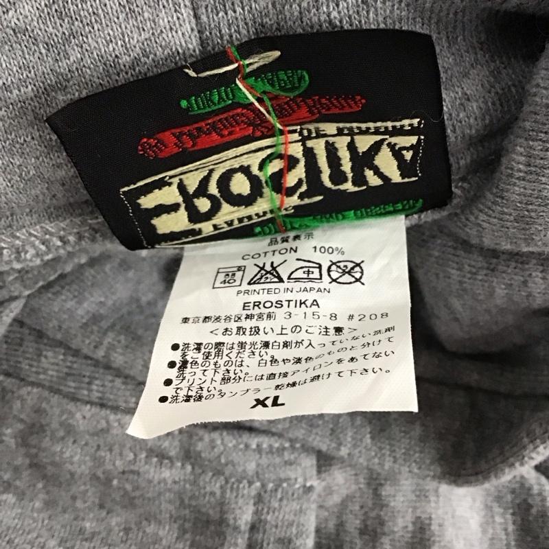エロスティカ EROSTiKA パーカー 長袖 バックプリント スウェット 裏起毛 プルオーバー XL プリント 灰 / グレー / メンズ USED 古着 中古 10123415