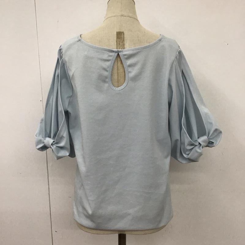 セシルマクビー CECIL McBEE カットソー 半袖 半袖カットソー 無地Tシャツ クルーネックカットソー パフスリーブ M 無地 水色 / ライトブルー / レディース USED 古着 中古 10113795