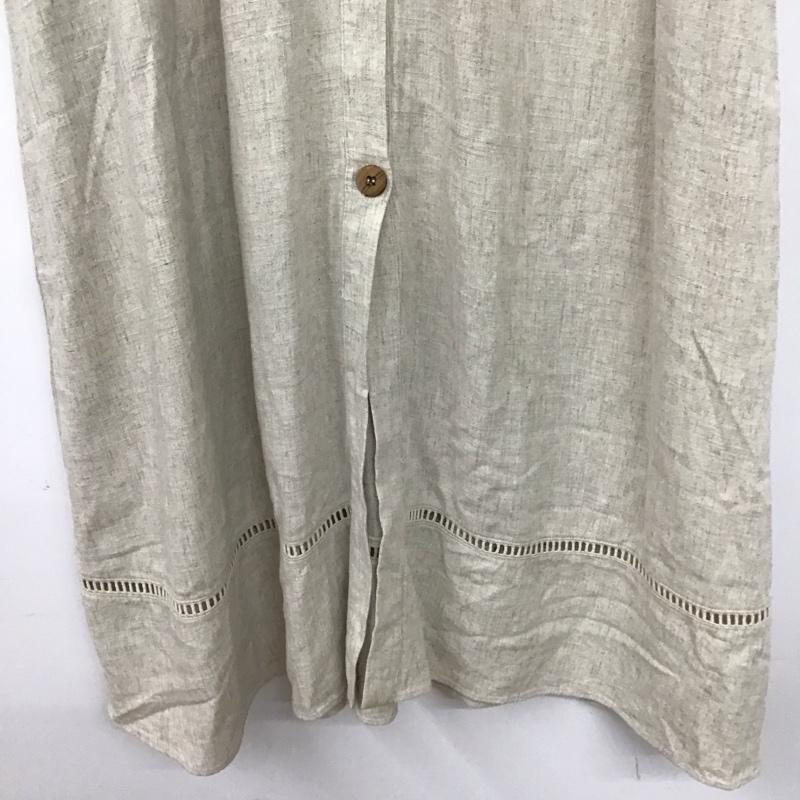 ザラ ZARA ワンピース ロングスカート 半袖ロングワンピース フレアスカート 前ボタン L 無地 ベージュ / ベージュ / レディース USED 古着 中古 10134322