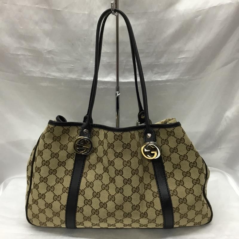 グッチ GUCCI トートバッグ トートバッグ 232957 GGキャンバス GGツインズ 総柄 黒 / ブラック / X ベージュ / ベージュ / レディース USED 古着 中古 10119657